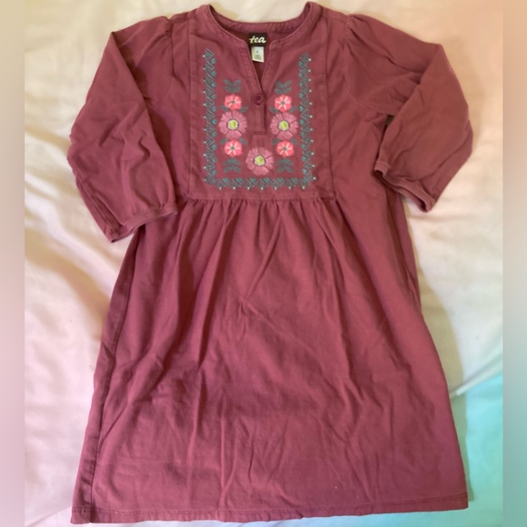 Tea Dress with Floral bib Embroidery Girls 6 - Picture 1 of 6